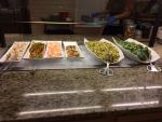 Salad bars feature crudite and various tossed salads or changing greens